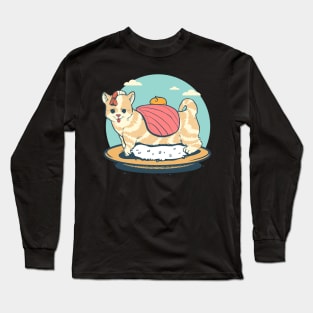 Japanese Cute Sushi Cat Sashimi Long Sleeve T-Shirt